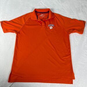 Clemson Polo Shirt Men's Size Large Orange Short Sleeve Shirt College University